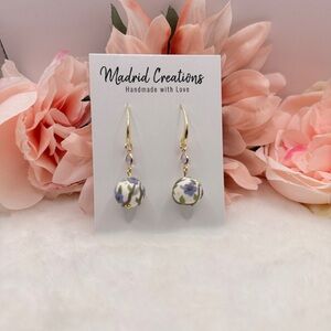 Madrid Creations Gold and Purple Floral Earrings